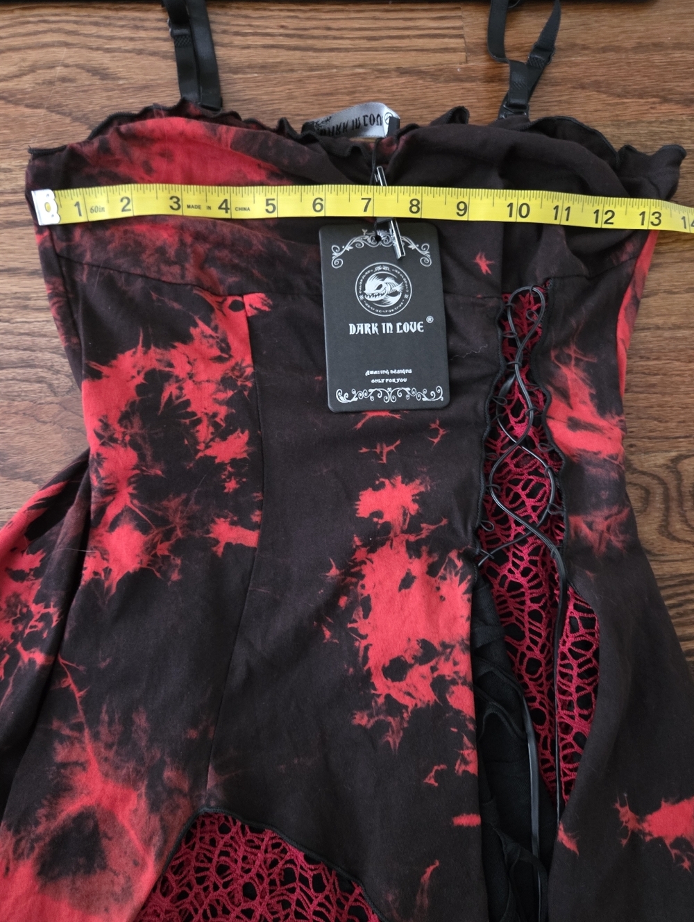 Gothic Punky Red/Black Tie-Dye Distressed Dress Size M (NWT) - Picture 8 of 9
